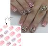 24 Stück Kurze Press-on-Nägel Künstliche Nägel Mit 3D-Schleifen-Charms Designs Acryl Französische Aufklebe-Nägel Maniküre Nagelkunst