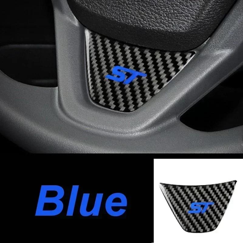Carbon Fiber Steering Wheel Sticker Emblem For Ford New Fiesta MK7 2009-2017 Ecosport 2012-2017 ST Logo Car Decals Accessories