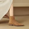 Krazing Pot Sheep Suede Nubuck Autumn Winter Shoes Low Heels Size 43 Modern Boots Square Toe Zipper Retro Ankle Boots