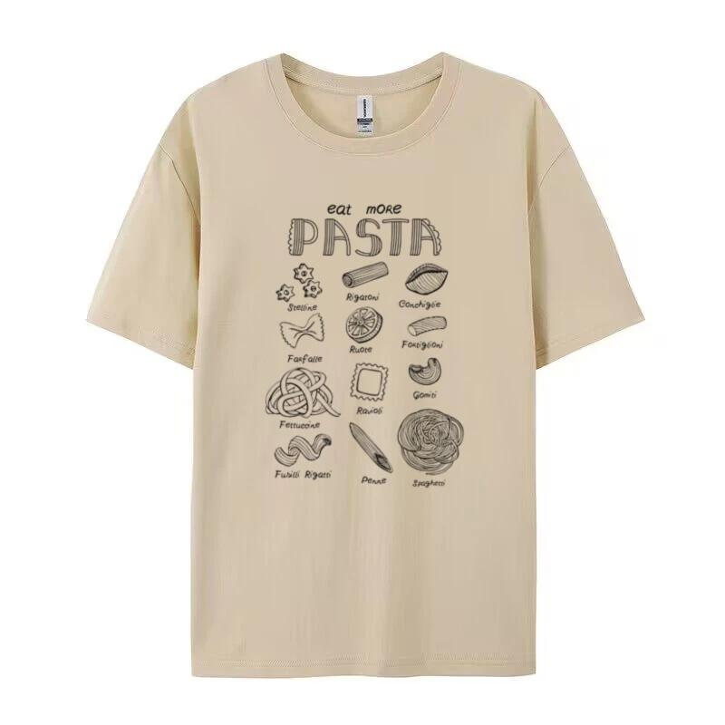 

Women Cute Pasta Lover Tshirt Retro Aesthetic Italian Food TShirts Loose Funny Foodie Shirt Unisex Vintage Graphic Tees Gifts 4XL