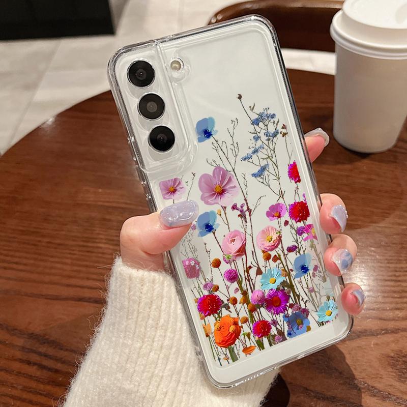 Capa de Flor Pequena Para Samsung Galaxy S24 S23 S22 Ultra S21 S20 FE A52 A56 A14 A34 A15 A25 A35 A55 A54 5G S25 Plus Capa de Silicone
