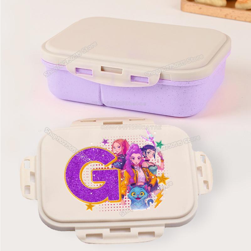 Kpop Demon Hunters Letter A-Z Bento Boxes Rumi Mira Zoey Student Lunch Box School Office Microwave Portable Fruit Food Container
