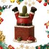Creative Gardening Accessory Santa Claus In Smokestack Flower Pot Ornament, Resin Decorative Plant Planter Container, Small for Holiday Tabletop