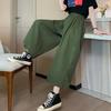 Summer Solid Color Baggy Wide Leg Trousers Female Thin Casual Ankle Length Pants Woman  Loose High Waist Straight Pants
