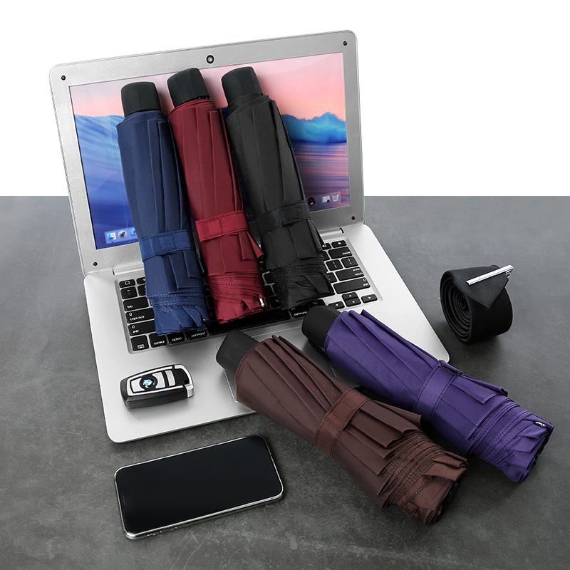 Hand open 10 bone three-fold umbrella umbrella folding business reverse umbrella fixed advertising umbrella