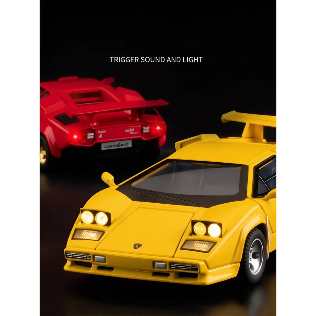 1/32 Lamborghini Countach LP500S Simulation Alloy Car Model Diecast Toys Children Toy Car Sound & Light Pull Back Birthday Gift