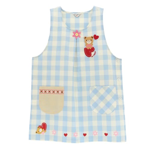 ON NISHIKI Apron for Tomboy Moms, Women's, Childcare Workers, Cute Appliqu?s, Embroidered Design, Wrinkle-Resistant, Quick-Drying, Side Buttons, Nurse