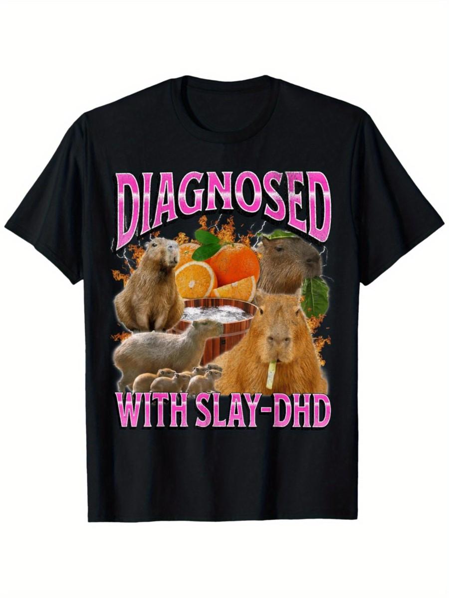 Diagnosed with SLAY-DHD Funny Graphic T-shirt For Men Women 100% Cotton T Shirts Short Sleeve Tops 0810-3 S