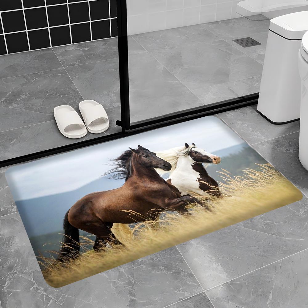 Horse Kitchen Mat Nordic Style Bedroom Living Room Doormat Home Balcony Anti-Slip Welcome Rug