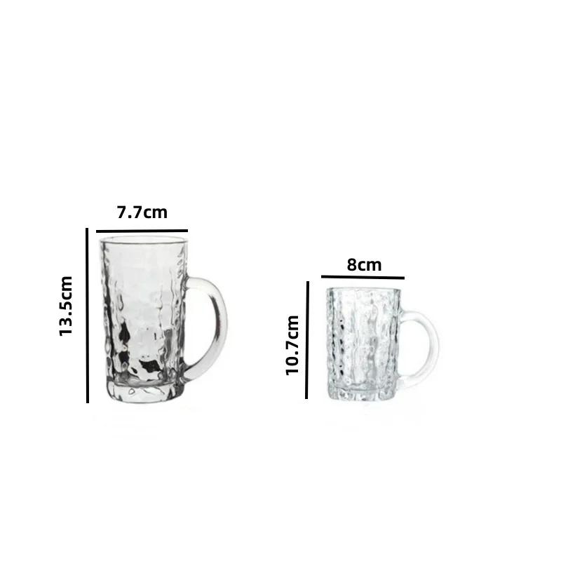 330ml/360ml Sklenice na víno s vlnitou texturou Sklenice s velkým objemem Křišťálové sklenice na pivo s uchem Šálek na čaj Bar Klub Party Sklenice na pivo