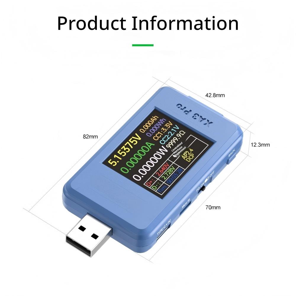 1.77" TFT Color Digital Voltmeter Ammeter Power Meter 4-24V 6.5A 156W, USB Tester with PD/QC/SCP Fast Charge Protocol Detector