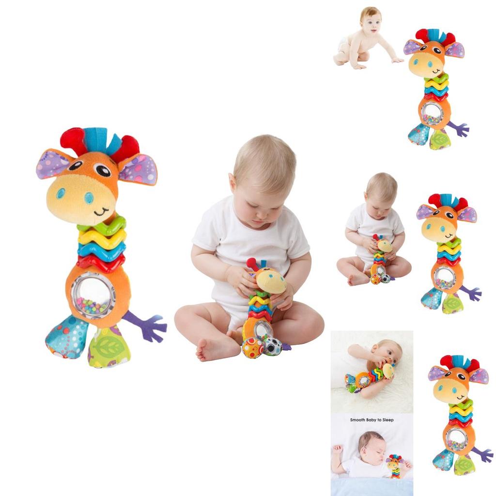 Mummabubba Soft Plush Giraffe Rattle Bell Teether Toy For Babies