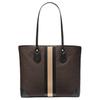 Michael Kors Eva Monogram Logo Stripe Color Block Canvas Tote Bag Women Tote Dark-Brown 30T9GV0T7B-BLACK-CAMEL
