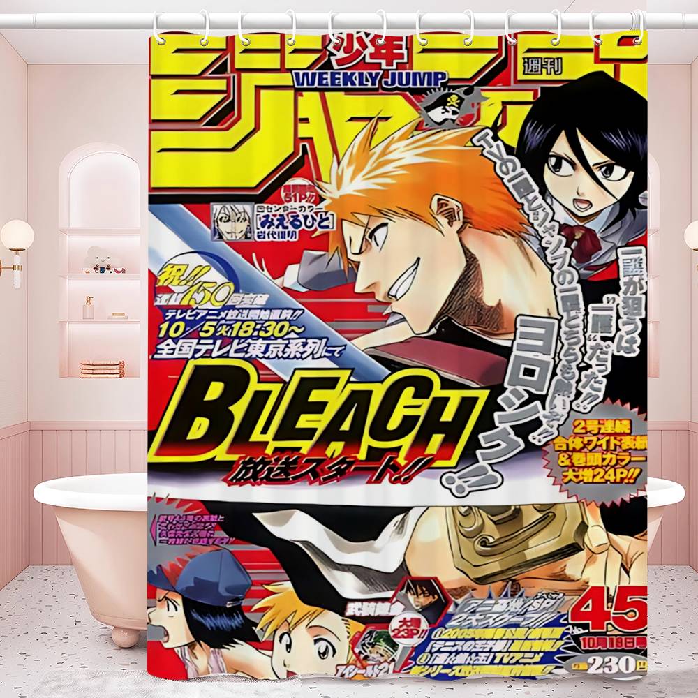

Аниме Bleach Занавеска для душа Занавеска для ванны Принт Полиэстеровая ткань Водонепроницаемые Занавески для ванной с крючками Ширма для ванны 90x180 cm