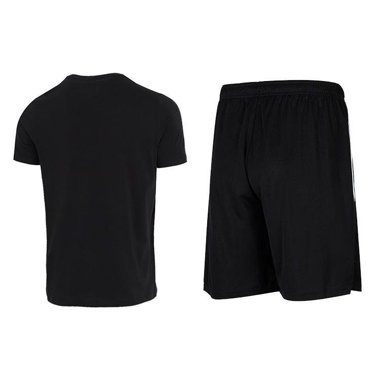 Puma Logo Print Sports Set Round Neck Short Sleeve T-Shirt Casual Five-Point Shorts Set Men sets Black 532280-01+704924-03