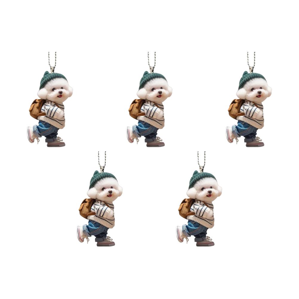 5-1PCS Acrylic 2D Creative Car Hanging Decor Realistic Animal Car Rearview Mirror Pendant Car Auto Interior Decoration