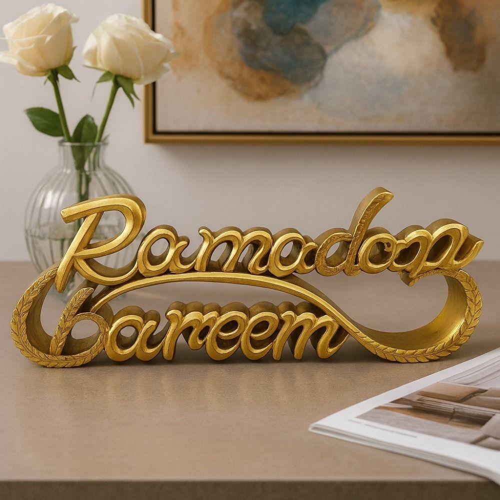 Resin Ramadan Letter Ornaments Gold Ramadan Table Ornament  Party Decorations