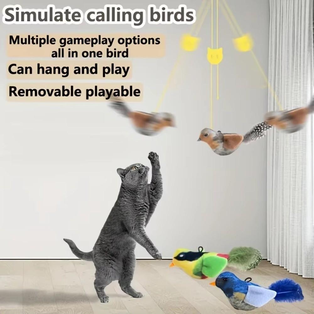 Selbstunterhaltung Fliegender Vogel Katzenspielzeug Plüsch Interaktiv Zwitschernder Vogel Katzenspielzeug für Katzenzubehör