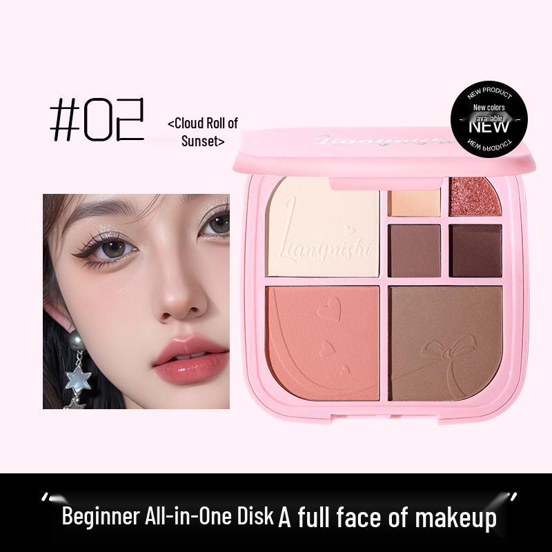 

Liangni Poetry Seven-Color Eyeshadow & Contour Palette - Shimmer, Blush, Highlight, and Concealer for Dimensional Color Payoff. 17g