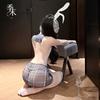 Perspective Cross-strap Lace Hip Skirt Pure Desire Plaid Erotic Underwear OL Secretary Professional Wear 9421