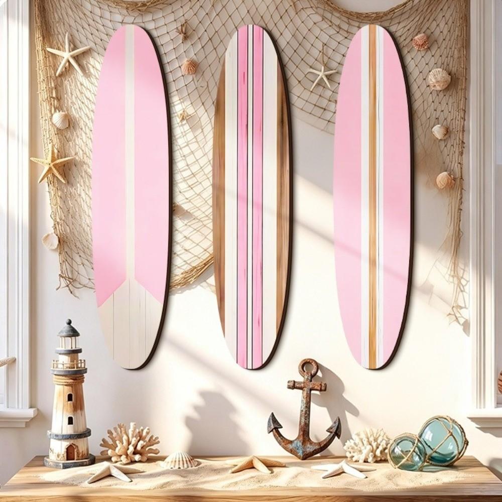 3PCS Summer Theme Wooden Surfboard Ornament Hawaiian Style Ocean Surfboard Decor  Home Wall Decor