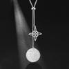 Witch Knot and Tetragrammaton Pendant Long Necklace Sweater Chain Pentagram 75cm Box Chain Stainless Steel Jewelry