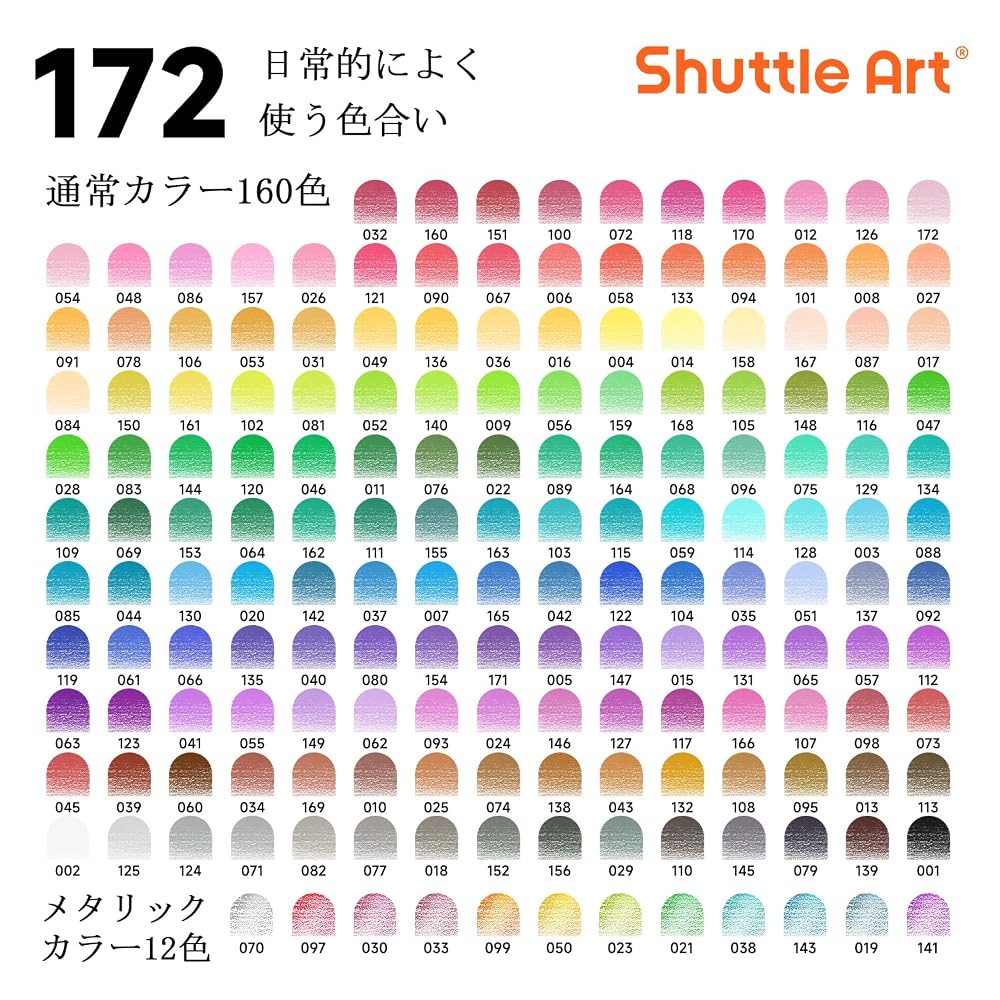 Shuttle Art 172 Colors Oil-Based Colored Pencils Set for Adult Coloring, Metallic, Drawing, Sketching