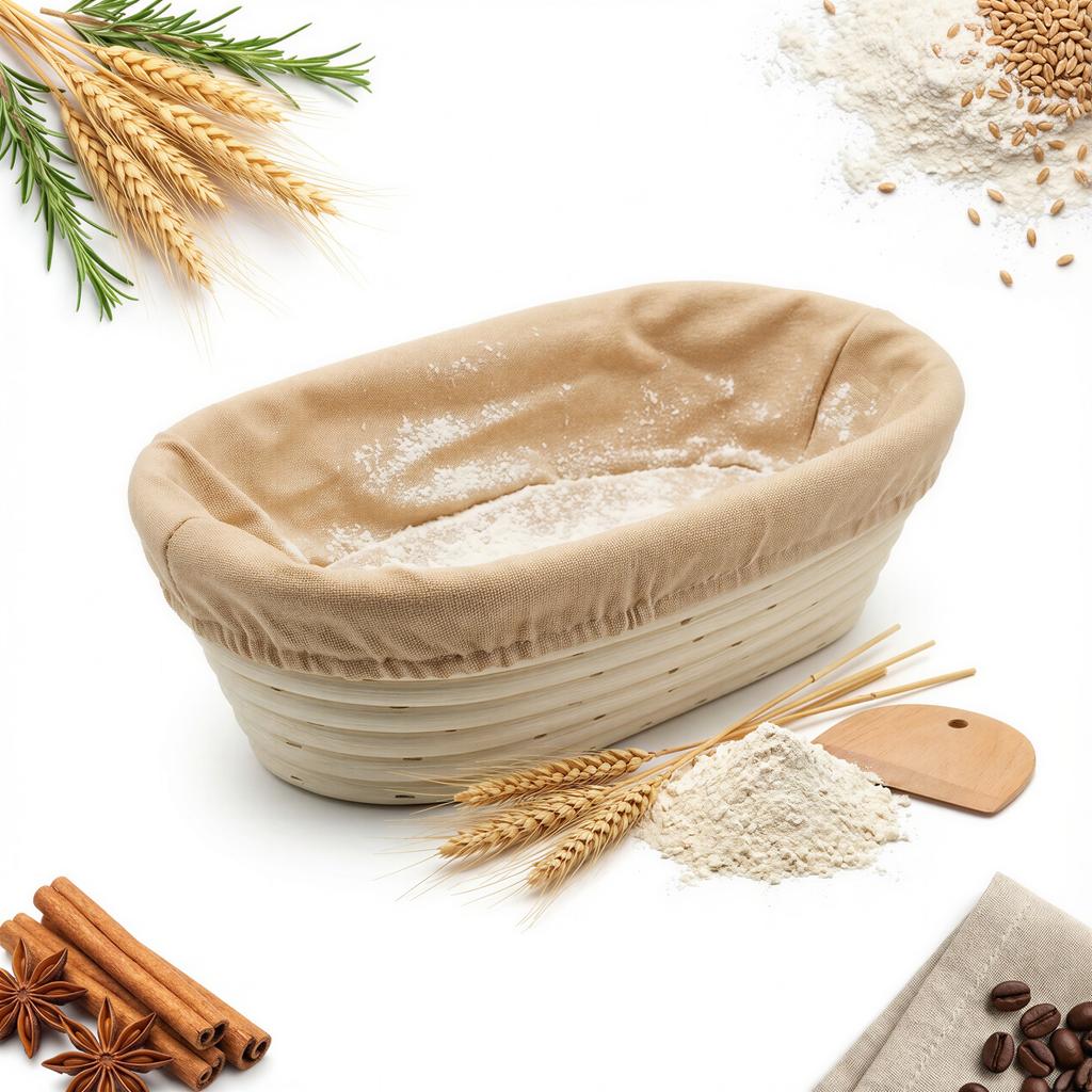 Rattan Basket Bread Form 28 Cm With Cover Rising And Proofing Dough