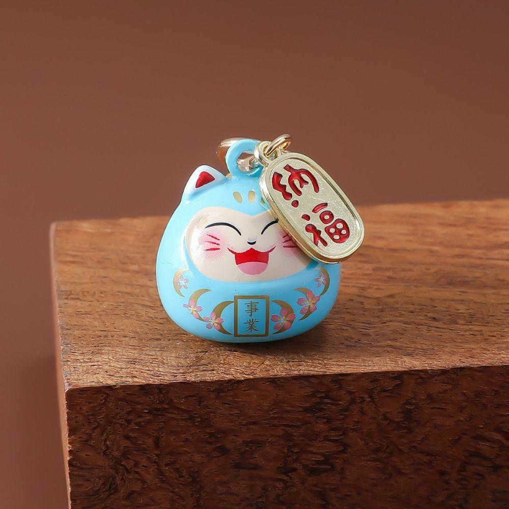 Klíčenka Kočka štěstí přinášející bohatství Kočka štěstí Daruma Zvonky Přívěsek Klíčenka Zvonky kočky Přívěsek