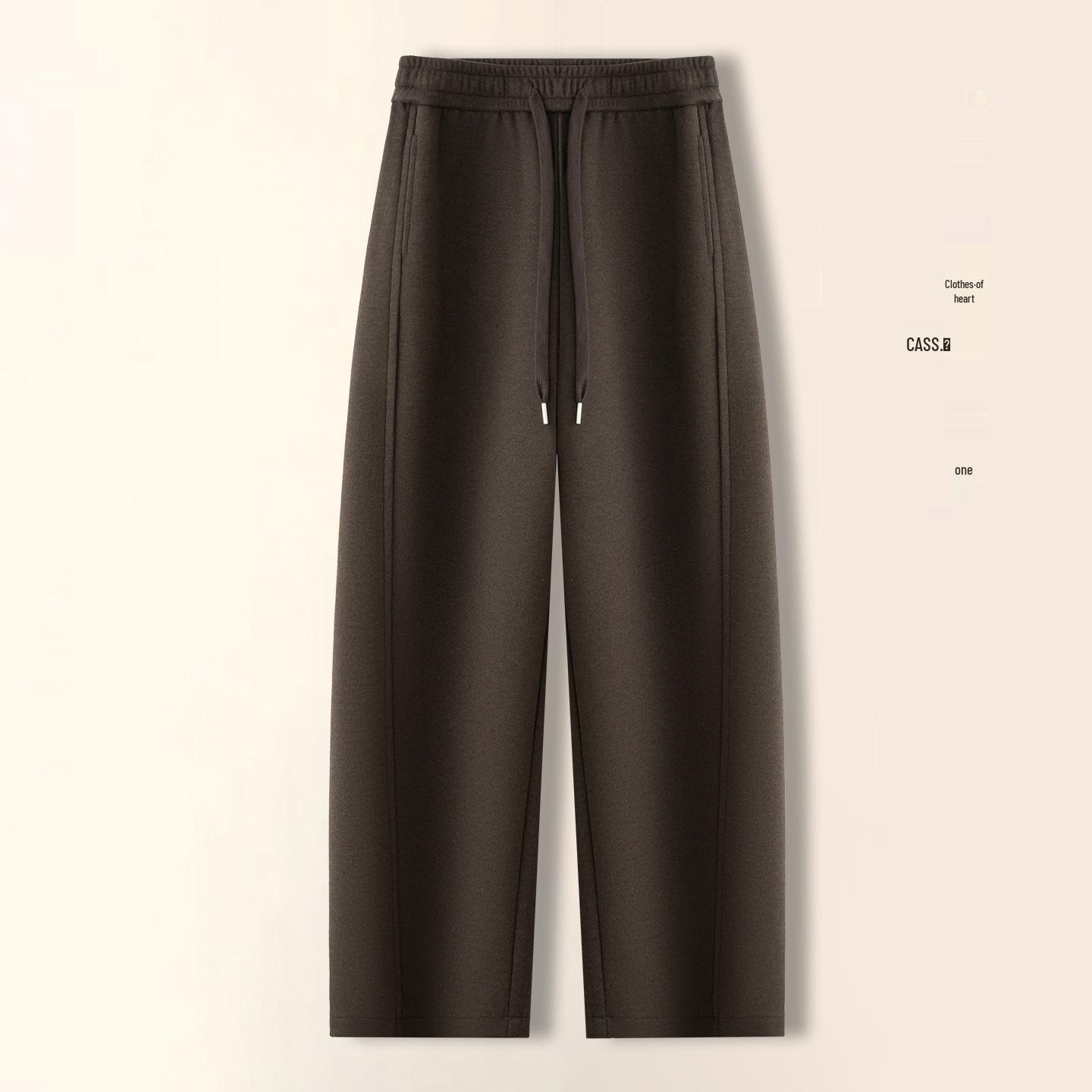 

2025 Winter High Waist Wool Fleece-Lined Pants – Curved & Straight Leg Options 32 кофейный