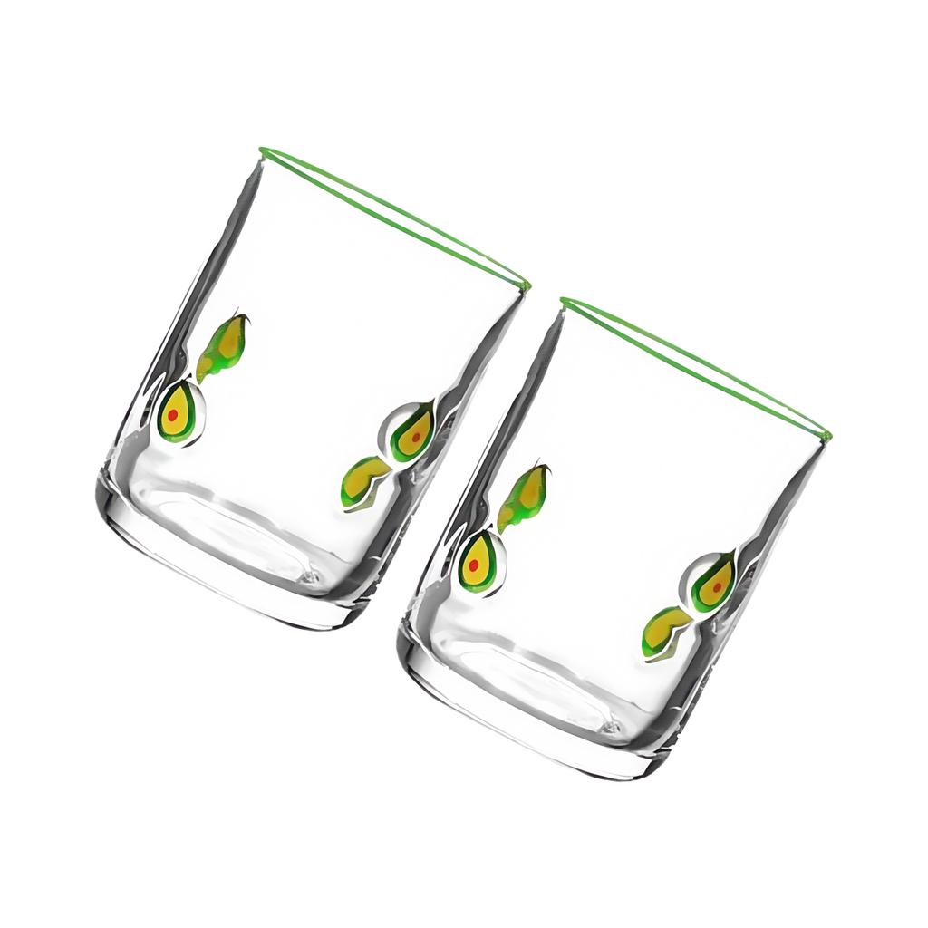 Pair Of Lemon Printed Vintage Juice Glasses Durable Glassware With 14oz Capacity Ideal For Cocktails Water Decor
