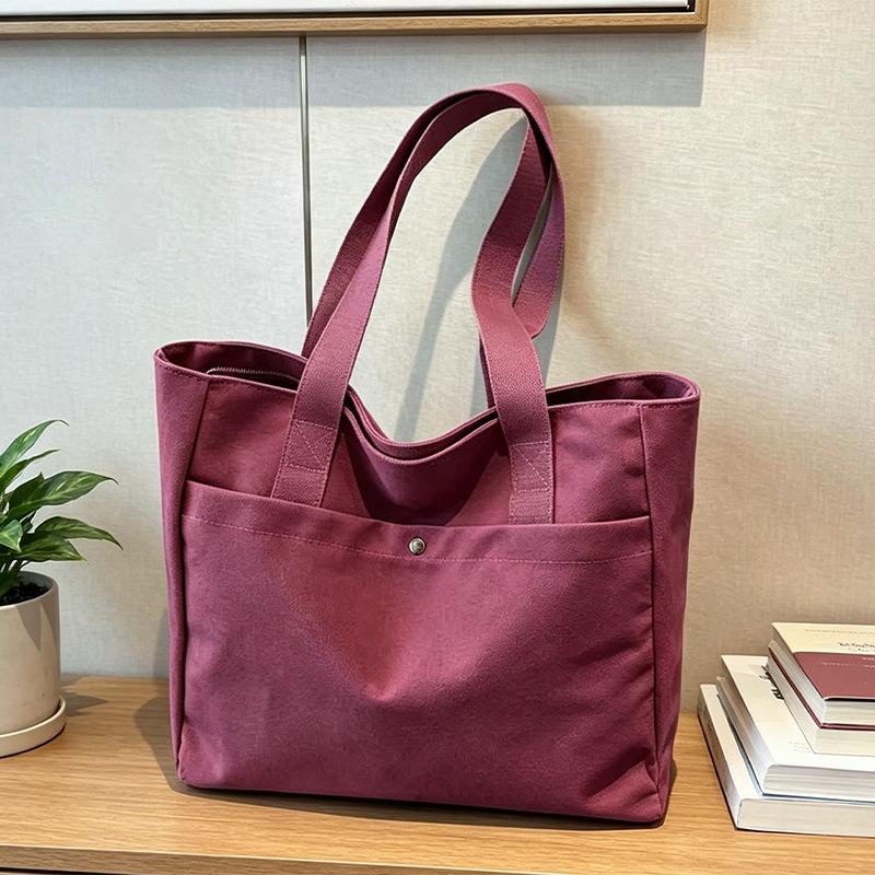 Schoolbag High Texture Large Capacity Canvas Bag 1011 New Fashion Simple Handbag Versatile Commuter Shoulder Tote Bag