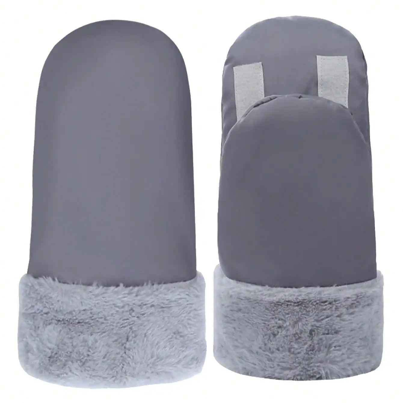 

Зимняя коляска, нарукавник для детской коляски, теплый плюшевый чехол для руки, аксессуары для коляски, зимние плюшевые перчатки для малышей серый