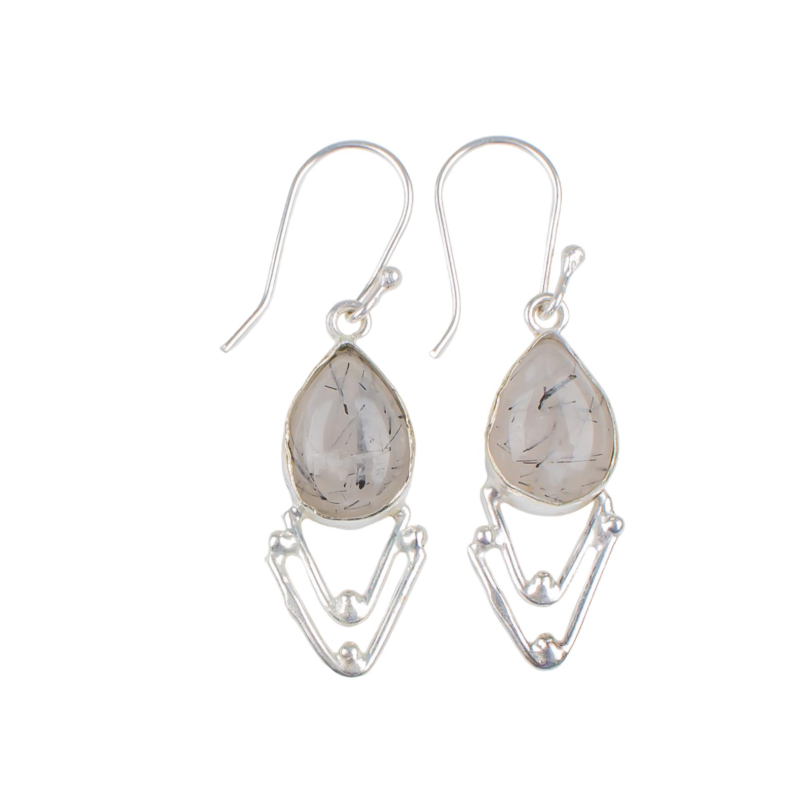 

Редкий драгоценный камень черный рутил серебро 925 пробы ручная работа ювелирные изделия серьги 1,90 EE-39-23