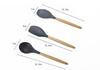11-Piece Silicone Kitchen Utensil Set with Wooden Handles - Black & Khaki Storage Bucket Included