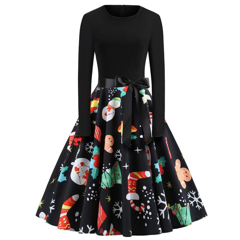 IHUASU Fashion Spring Autumn O-Neck Long Sleeve  Casual Dresses