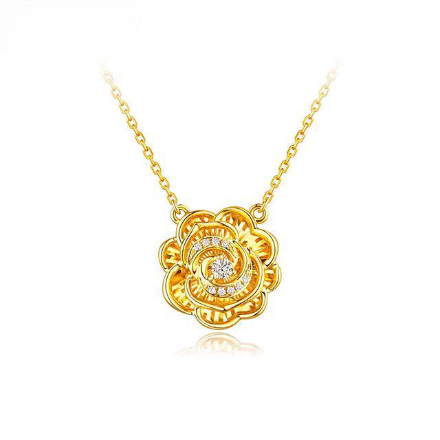 Vielseitige Strass-Rosenblüten-Halskette für Damen, Nachgeahmte Vietnamesische Gold-Schlüsselbein-Kette