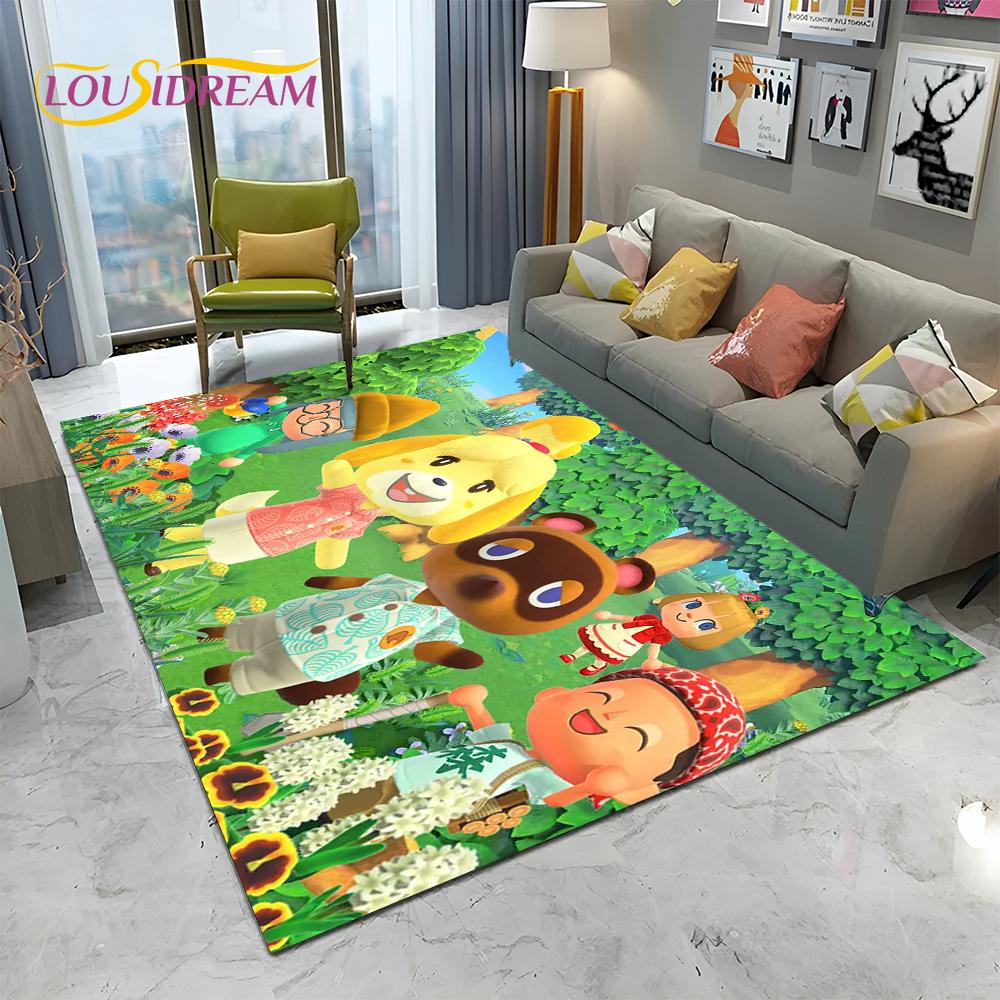 Cartoon Animal Crossing New Horizons Area Rug,Carpet Rug for Living Room Bedroom Sofa Doormat Decor,Kids Play Non-slip Floor Mat