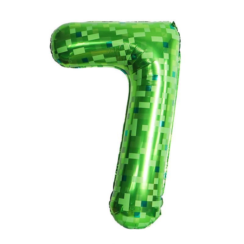 40Inch Green Mosaic Number Foil Balloon Kids Boys Game Theme Birthday Party Decoration Favors 0-9 Digital Balloon Supplies Gift