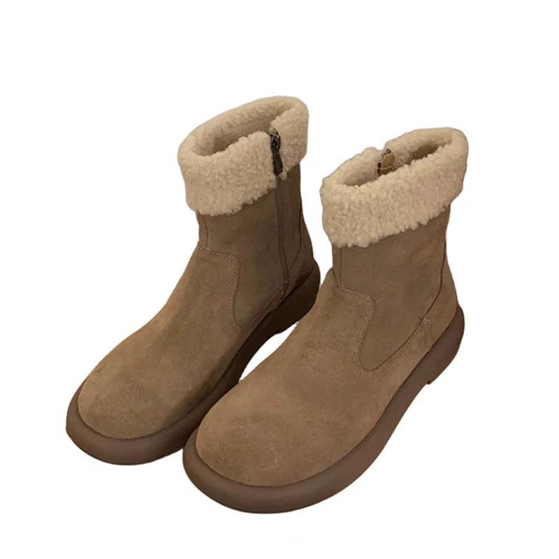 Chaussures Boken bottes de neige bottines épaisses en polaire pour femmes 2024 nouvelles bottes d'hiver en fourrure bottes de neige intégrées en fourrure chaussures en coton neige