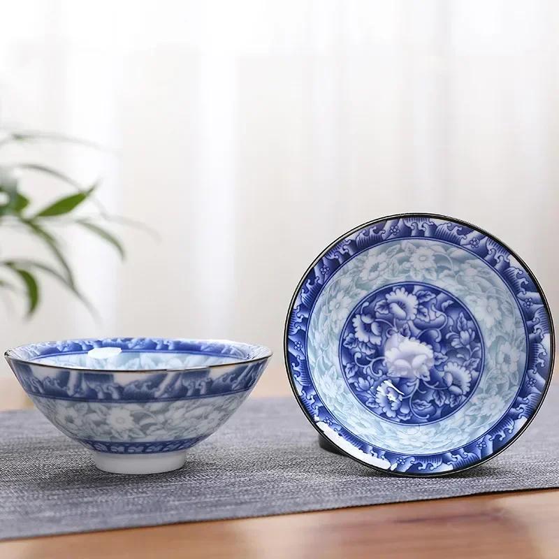 1PCS Blue and White Porcelain Cone Teacup Anti Scaling Hand-Painted Ceramic Tea Bowl Travel Meditation Cup Chinese Tea set 70ml
