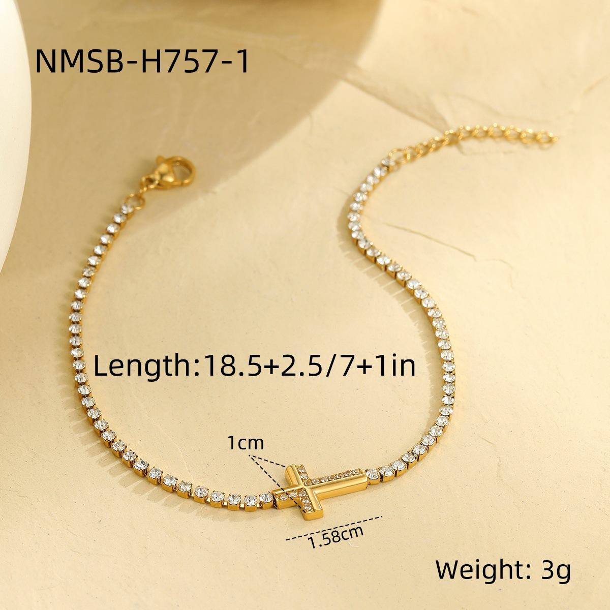 GEMCHIC Women s Stainless Steel Cross Rhinestone Bracelet Fashion Iced Out Micro Inlay Jewelry Summer 2025 New