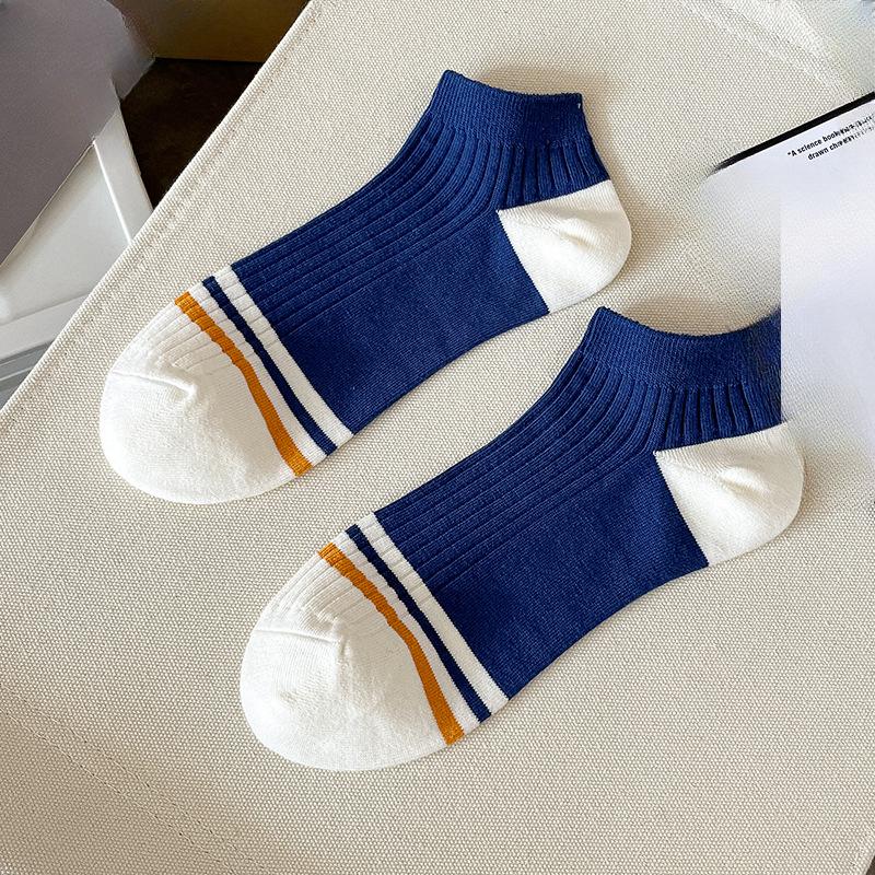 Men's Summer Thin Style Low Top Short Barrel Matching Color Sports Boat Socks