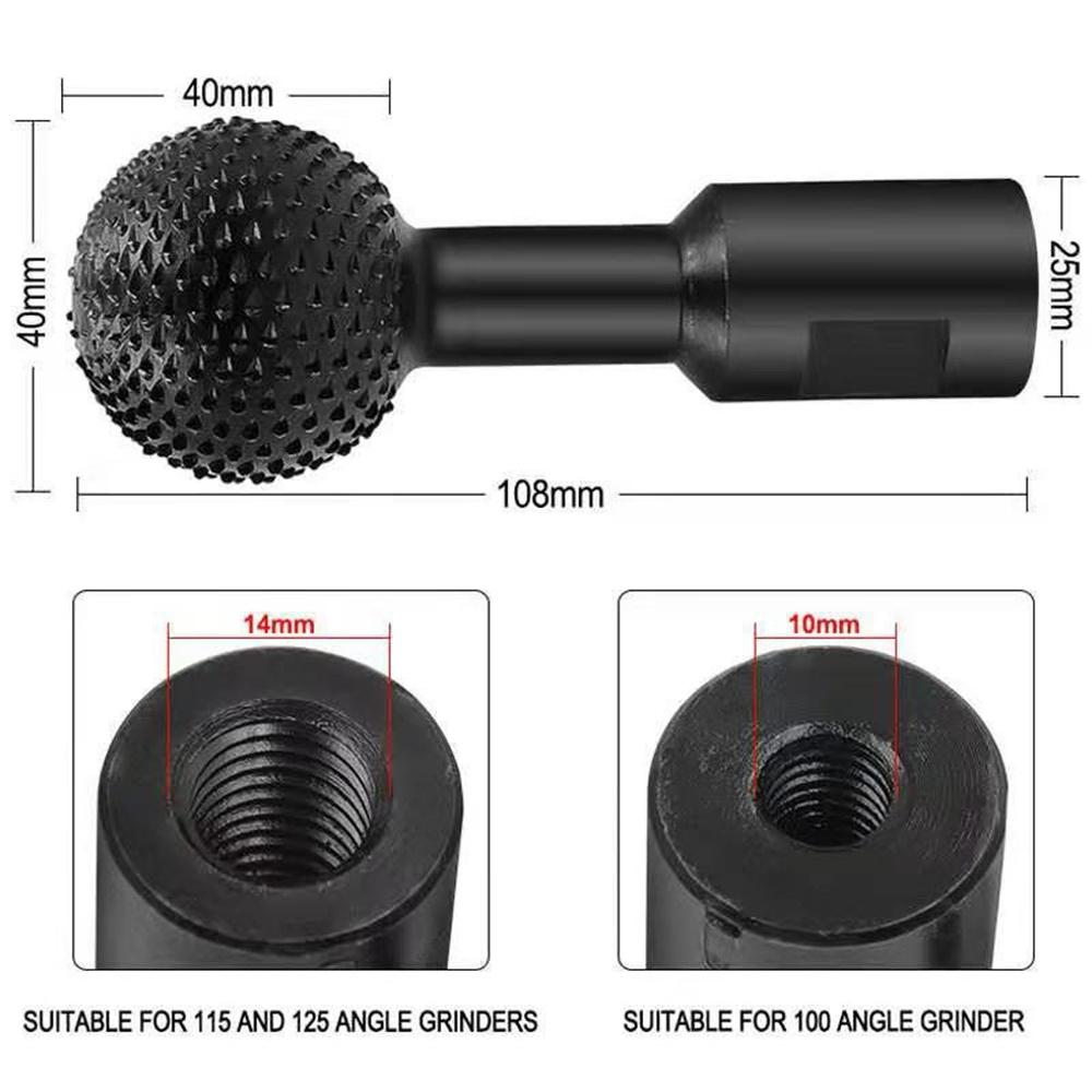10/14mm Sphere Rotary Grinding Head - Wood Carving/Engraving/Polishing/Drilling Bits for Angle Grinder ( High-Speed Steel)