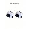 1pc Cow Pattern Bath Headband & 2pcs Bath Wrist Band, Polyester Cow Decor Facial Makeup Headband & Wrist Wash Band