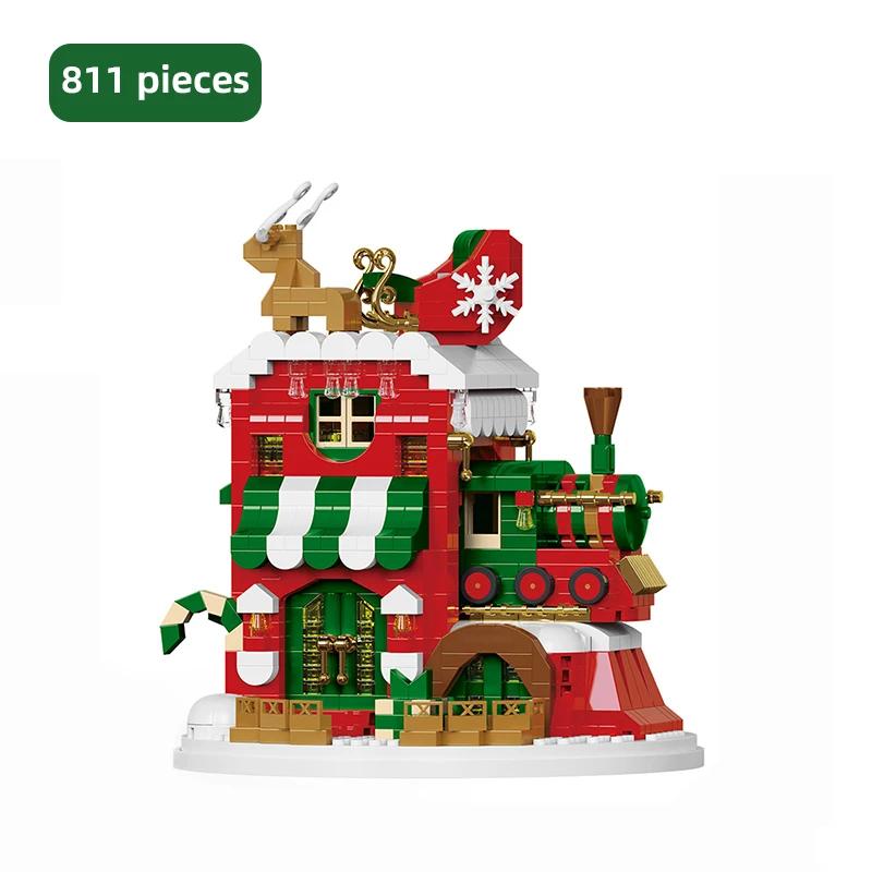 

Christmas Gifts Building Blocks Christmas Tree Snowman Santa Claus Snowhouse Brick Micro Blocks Assembling Figure Toys for Kids