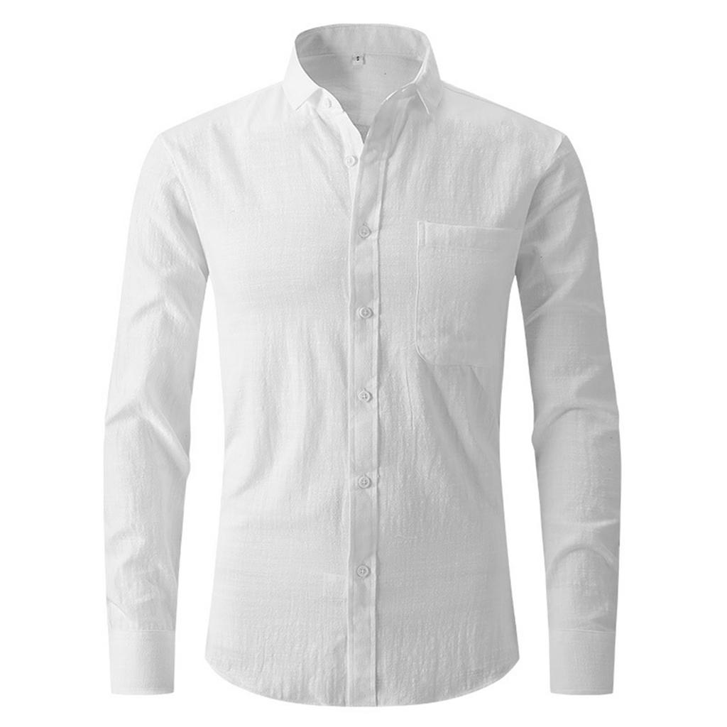 Elastic Shirt Men's Long Sleeve Shirt Men's Top Slim Solid Color Inch Shirt