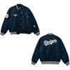 New Era Baseball Collar Snap Button Drop Shoulder Long Sleeve Baseball Jacket Unisex jackets Blue 14397947
