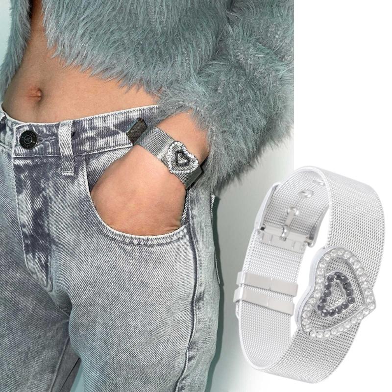 South Korea Niche Ins Love Rhinestone Strap Style Design Bracelet Silver Futuristic Cold Temperament Hand Jewelry