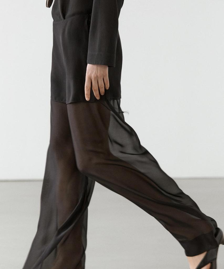 Masimodutti Fluid Contrast Silk Pants